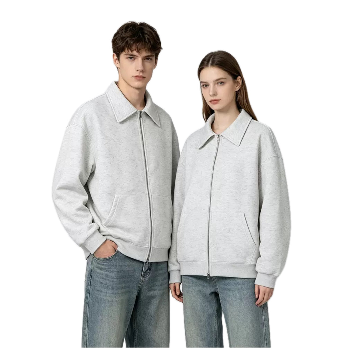 Zip-Up Collared Sweatshirt
