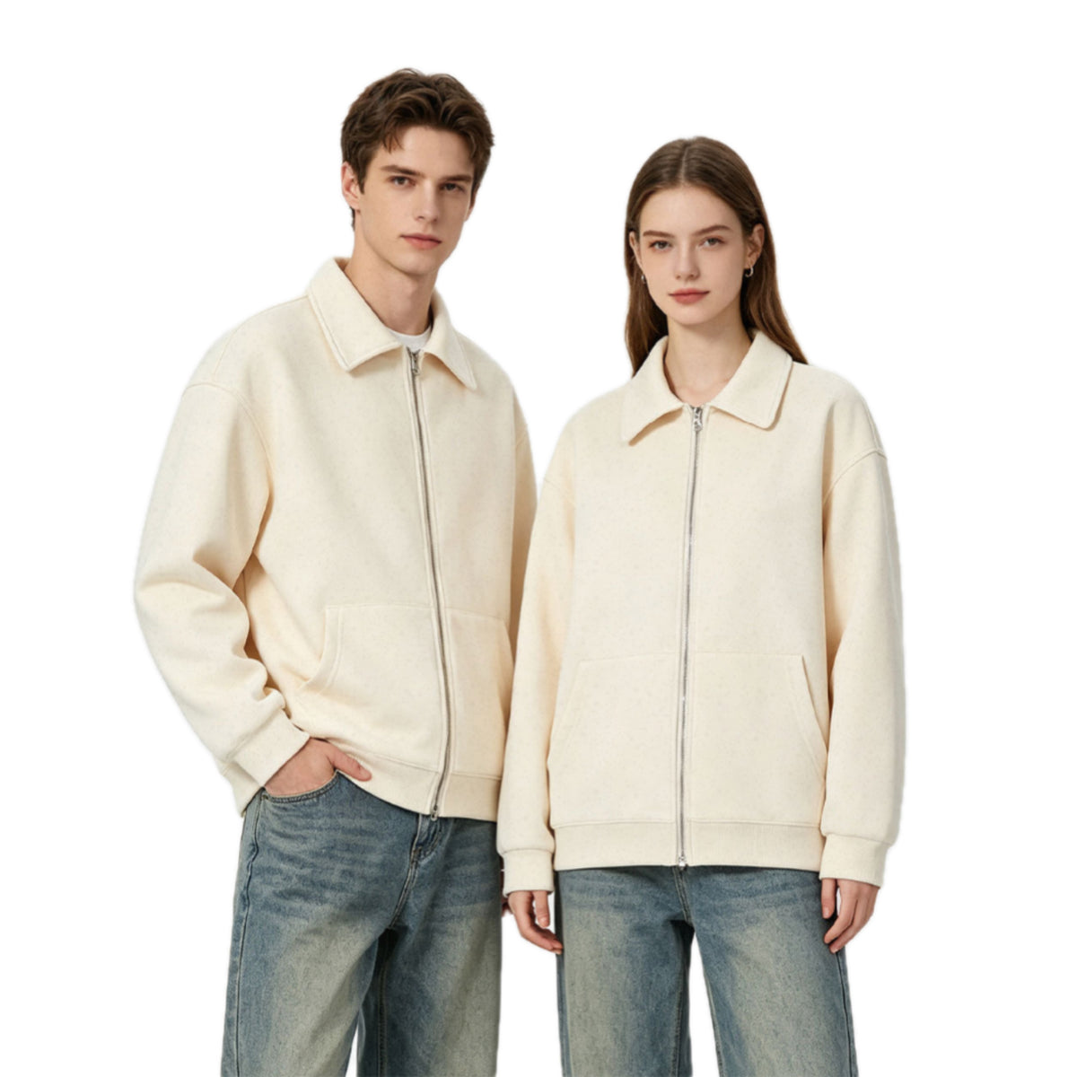 Zip-Up Collared Sweatshirt